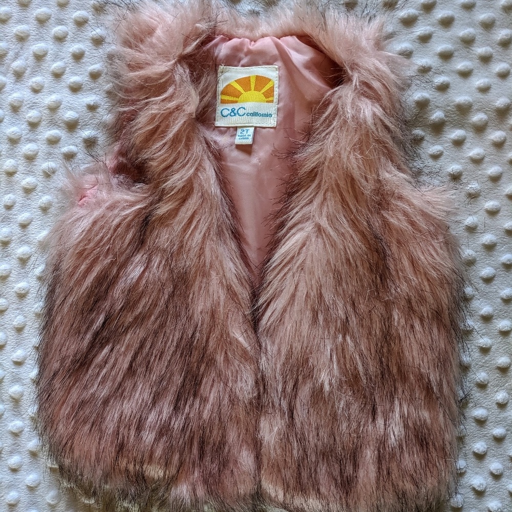 Pink faux fur vest